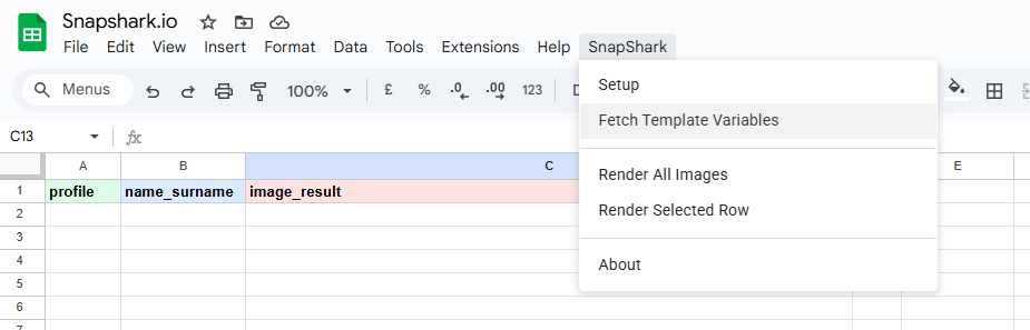 Color-coded column headers created by Fetch Template Variables